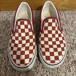 Vans Red Checkerboard Slip Ons